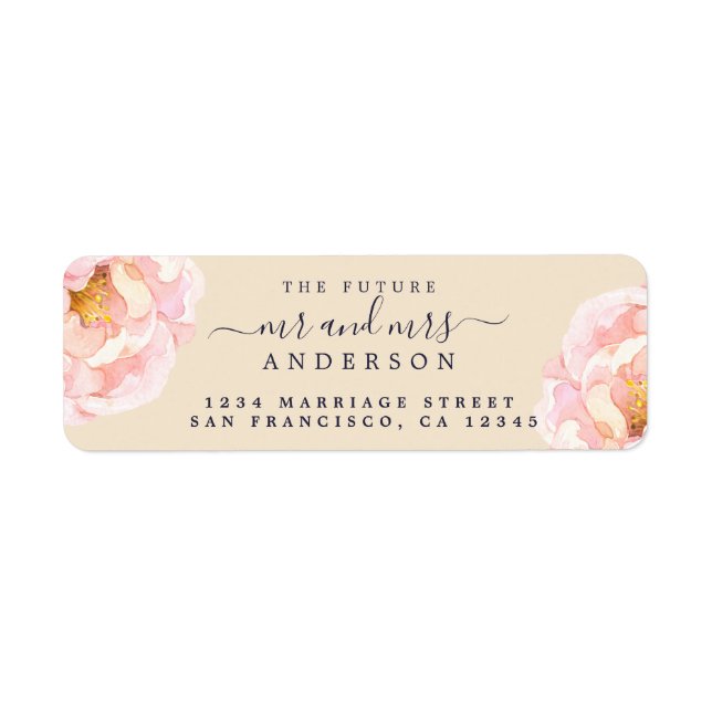 Peony Floral Future Mr. Wedding Rücksendeadresse (Vorne)