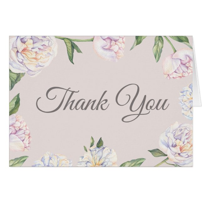 Peony Floral Mauve Danke, Card (Vorderseite (Horizontal))