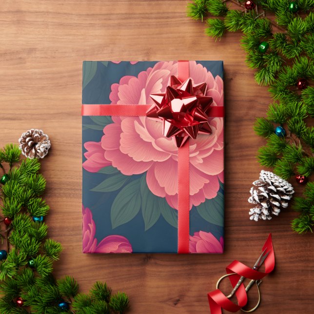 Peony Floral Personalisierte Muster Geschenkpapier (Feiertagsgeschenk)