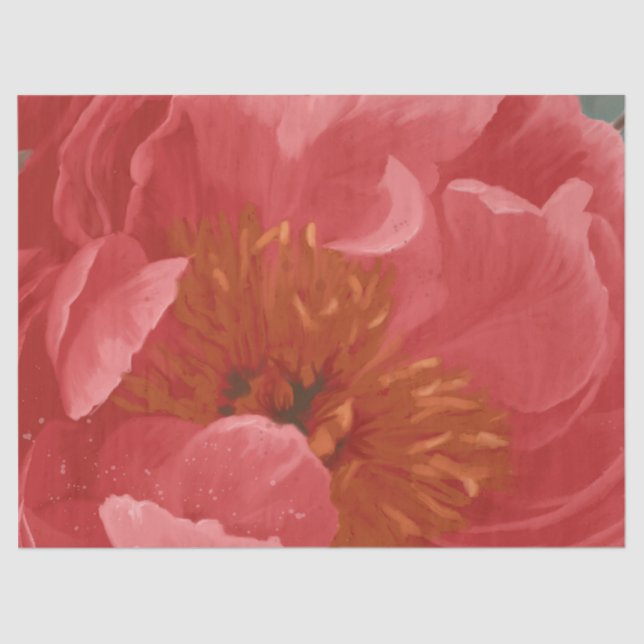 Peony Floral Pink Burgund Moderne Kunst Seidenpapier (Vorderseite)
