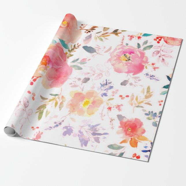 Peony floral Pink Muster Antique Hochzeiten Geschenkpapier (Ungerollt)