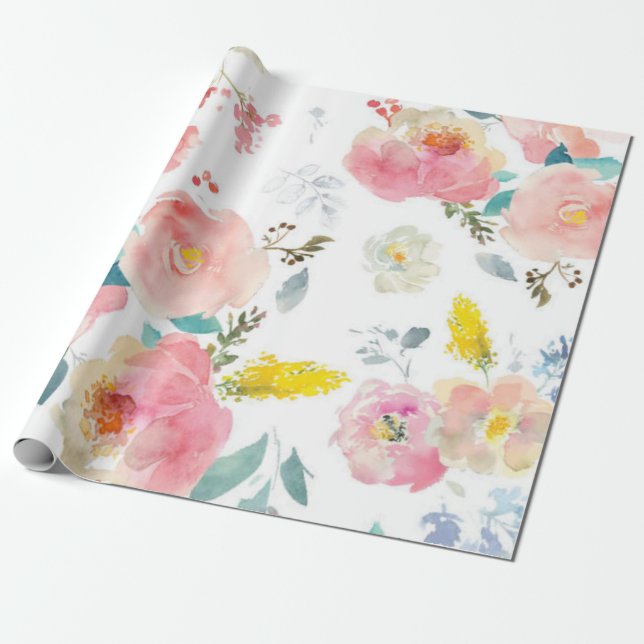 Peony floral Pink Muster Antique Hochzeiten Geschenkpapier (Ungerollt)