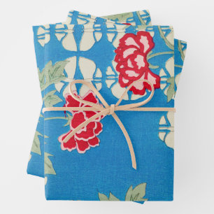 Peony Floral Print Vintages japanisches Retro-Must Geschenkpapier Set