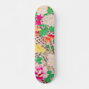 Peony Floral Print Vintages japanisches Retro-Must Skateboard