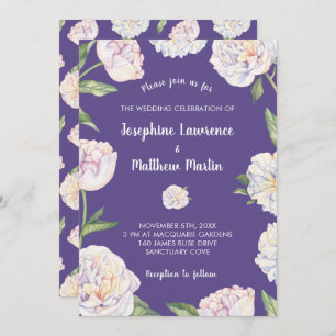 Peony Floral Violet Puple Wedding Invitations Einladung