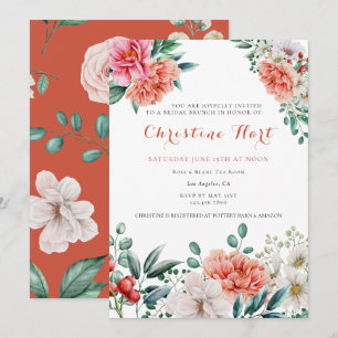 Peony Floral Watercolor Elegantes Brautparty Einladung