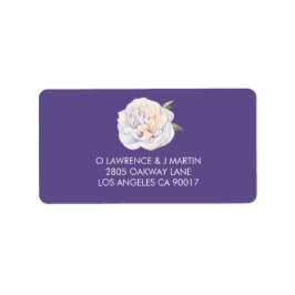 Peony Floral Watercolor Violet Lila Adressaufkleber
