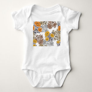 Peony Floral Watercolor Weißer Hintergrund Baby Strampler
