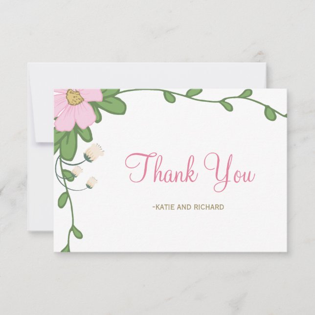 Peony Floral Wedding Dankeschön Karte (Vorderseite)