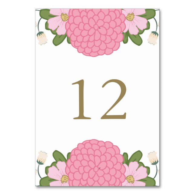 Peony Floral Wedding Tischnummer Cards (Vorderseite)