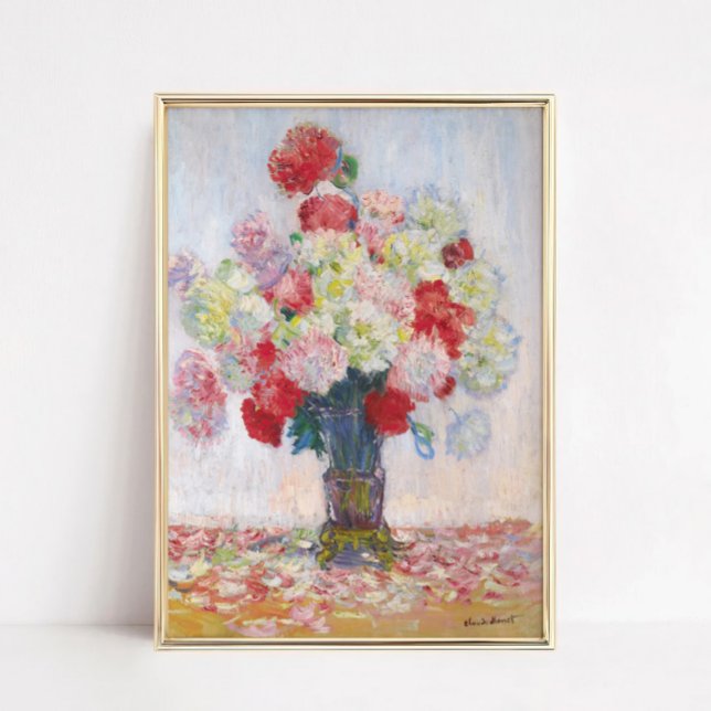 Peony Flower Still Life Art Print Home Decor Poster (Vase de Pivoines by Claude Monet, 1882 – Impressionist Peony Still Life Art Print)