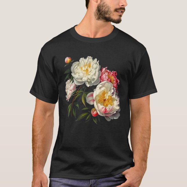 Peony Flowers Floral Bouquet Blossom Lovers T-Shirt (Vorderseite)