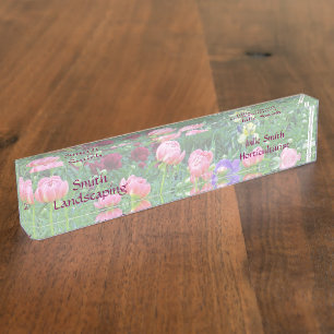 "PEONY GARDEN" ACRYLIC DESK NAMEPLATE NAMENSPLAKETTE