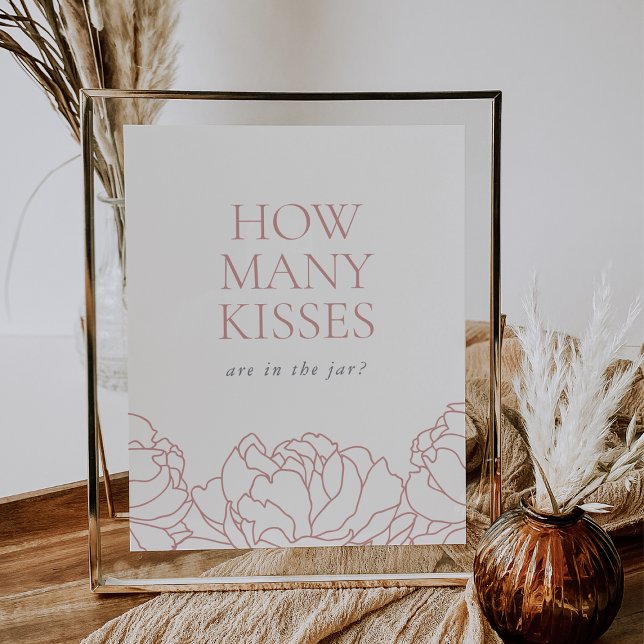 Peony Garden Brautparty "How many Kisses" Zeichen Poster (Von Creator hochgeladen)