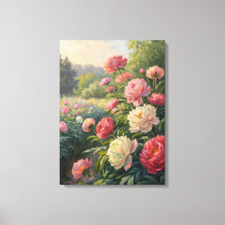 Peony Garden Landschaft Öl Malerei Druck | Blume Leinwanddruck