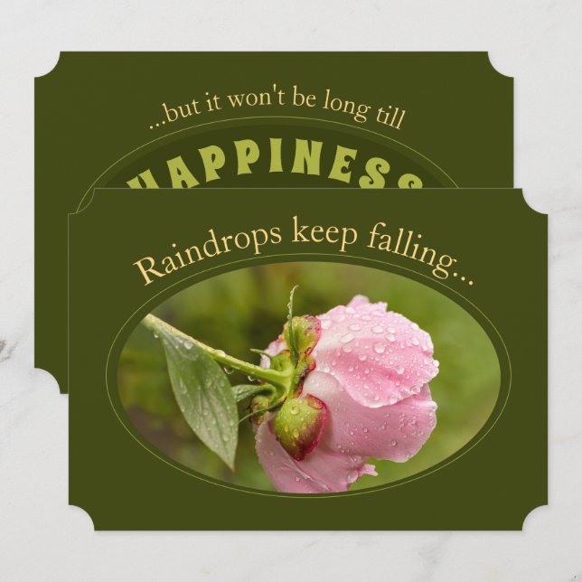 Peony glittering Rindrops CC1047 Geburtstagskarte Einladung (Vorne/Hinten)