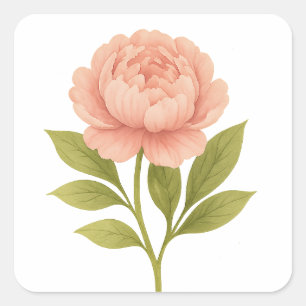 Peony — glückliches Leben, glückliche Ehe Quadratischer Aufkleber