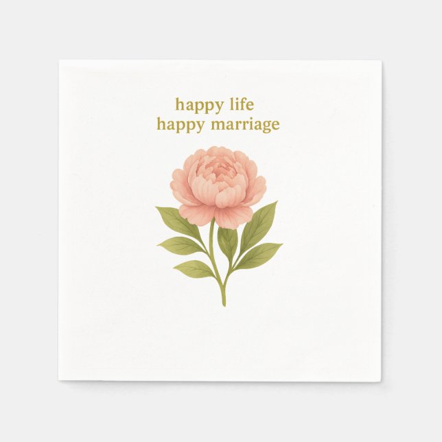 Peony — glückliches Leben, glückliche Ehe Serviette (Vorderseite)