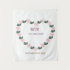 Peony Heart Honor for Mom Wandteppich