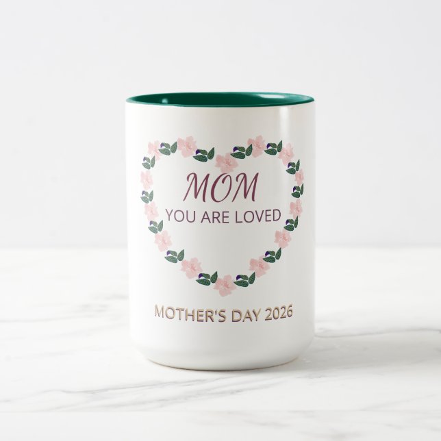 Peony Heart Morning Joy for Mom Zweifarbige Tasse (Mittel)