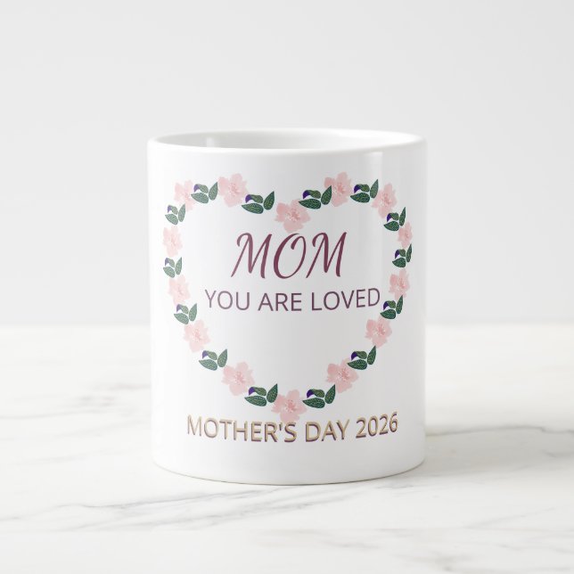 Peony Heart Morning Love for Mom Jumbo-Tasse (Vorderseite)