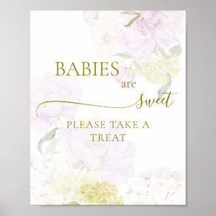 Peony Hydrangea Baby Shower Babies sind süß Poster
