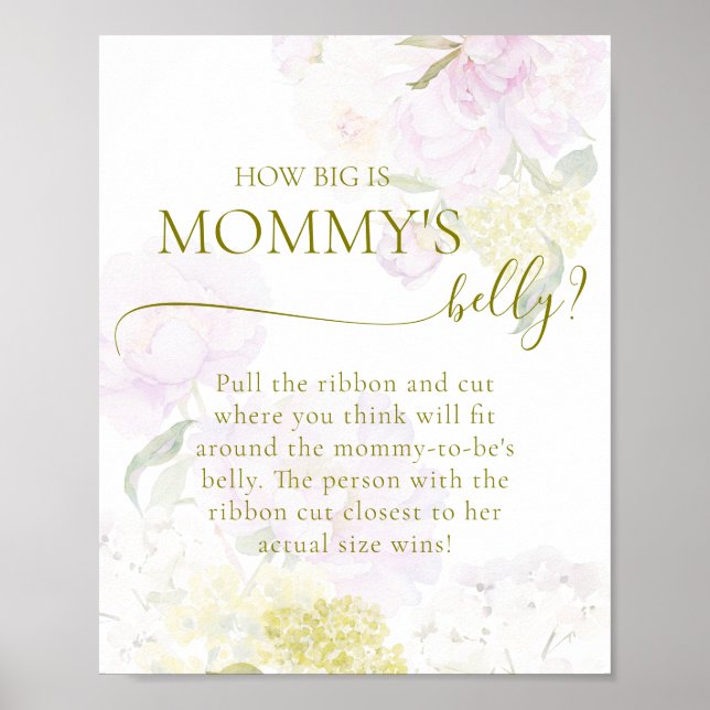 Peony Hydrangea Babydusche Big Mommy Bly Poster (Vorne)