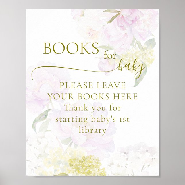 Peony Hydrangea Pastel Babydusche Bücher für Baby Poster (Vorne)