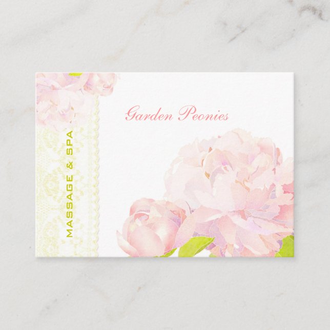Peony + Imitate Lace Business Termin Card (Vorderseite)