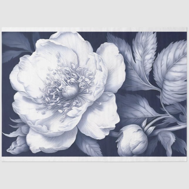 Peony in blue decoupage seidenpapier (Vorderseite)