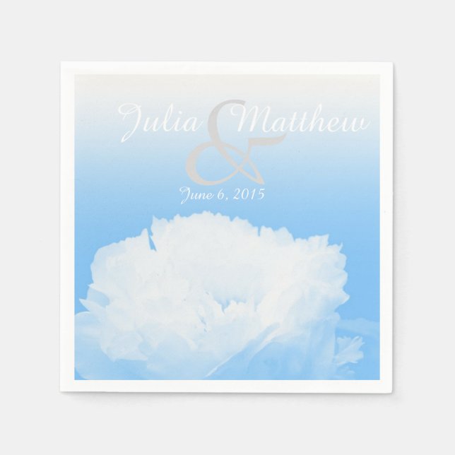 Peony in Blue Personalisiert Wedding Paper Napkin Serviette (Vorderseite)