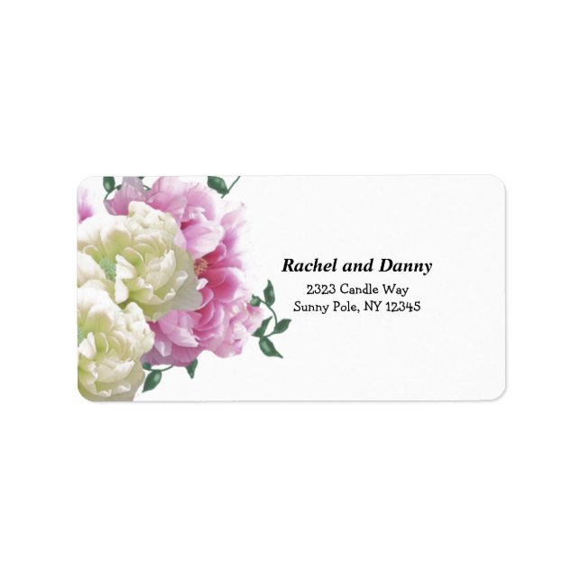 Peony Ivory und Pink Address Label Adressaufkleber (Vorne)