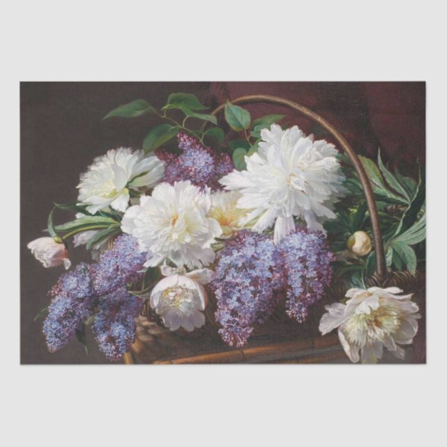 Peony Lilac Blume Basket Seidenpapier (Vorderseite)