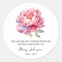 Peony Memorial Funerary Seed Packet
