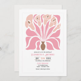 Peony & Mocha Abstract Floral Boho Wedding Einladung