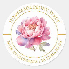 Peony Modern Label Runder Aufkleber