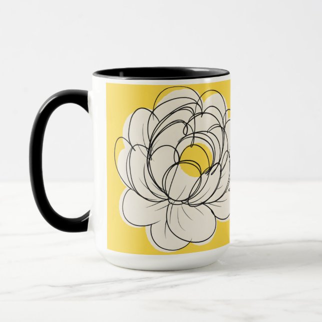 Peony Mug Bold Yellow Graphic Flower Minimalist Li Tasse (Links)