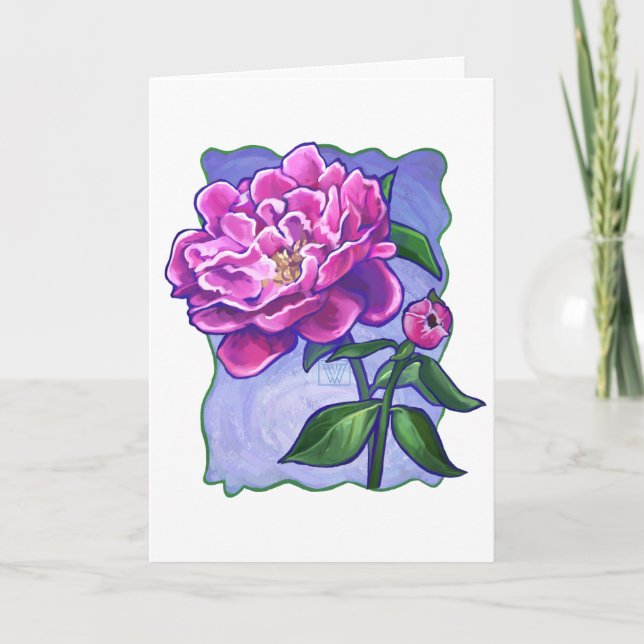 Peony on Blue, Happy Mother Day Karte (Vorderseite)