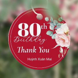 Peony on Red Birthday Geschenkanhänger