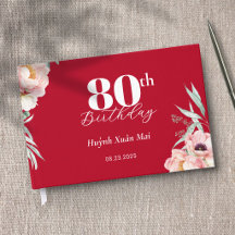 Peony on Red Birthday Welcome Sign