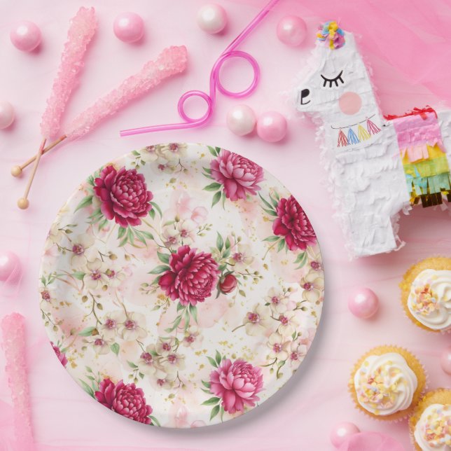 Peony & Orchid Garden Floral Glam Wedding  Pappteller (Party)