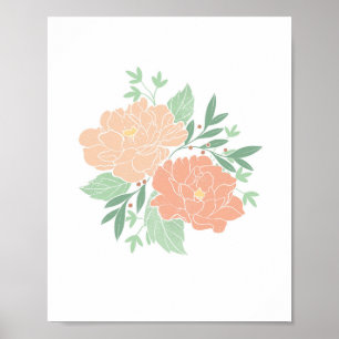 Peony Peonies Floral Boho Blume Print Poster