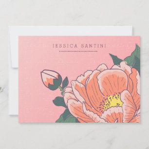 Peony Personalisiert Stationery Flat Mitteilungska Mitteilungskarte