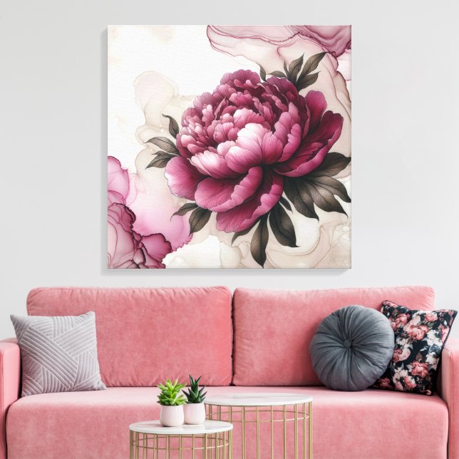 Peony Pink Abstrakt Leinwanddruck (Insitu (Wohnzimmer))