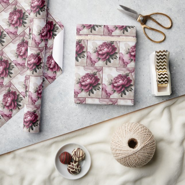 Peony Pink Alcohol Ink Geschenkpapier (Kunsthandwerk)