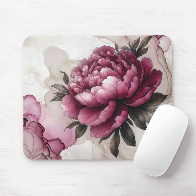 Peony Pink Alcohol Ink Mousepad (Mit Mouse)
