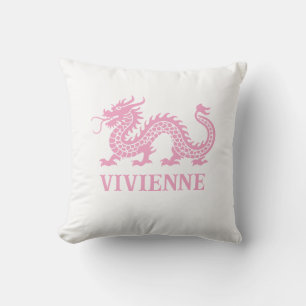 Peony Pink Chinoiserie Dragon Individuelle Name Kissen