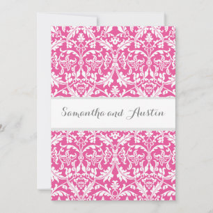 Peony Pink Damask Wedding Custom Background A08 Einladung