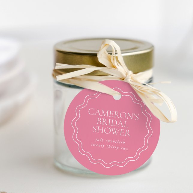 Peony Pink | Wavy Scallop Border Brautparty Geschenkanhänger (Von Creator hochgeladen)