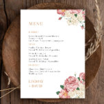Peony Rose Bouquet Blume Menu Card Menükarte<br><div class="desc">Diese Menükarte wurde für die Koordination mit unserer Peony Rose Collection entworfen und verfügt über wunderschöne Rose- und Peony-Bouquets auf weißem Hintergrund mit klassischem Text. Die lebhaften Farben der Rose auf schwarzem Hintergrund machen das Kartenauge einzigartig. Für eine erweiterte Anpassung dieses Designs, z.B. das Ändern des Layouts, des Schriftartes oder...</div>